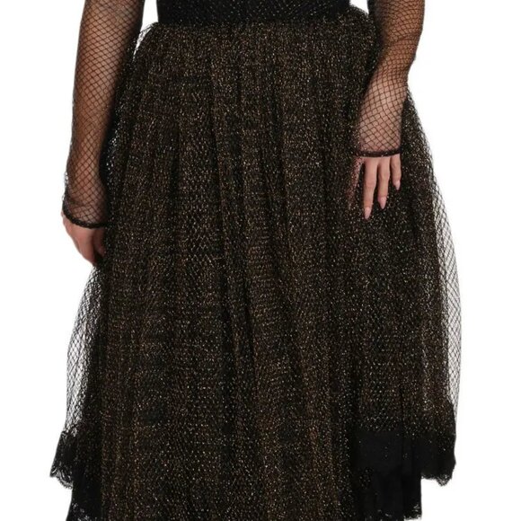 Dolce & Gabbana Black Gold Crystal Heart A-line Dress IT38 XS - Picture 6 of 10